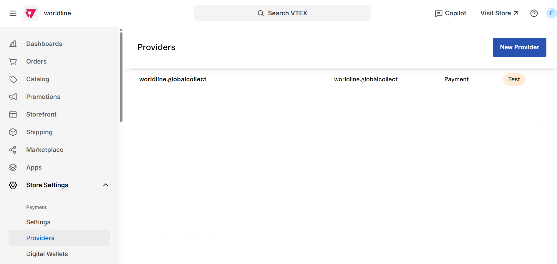 Menu overview, showing where to find the New Provider button on screen.