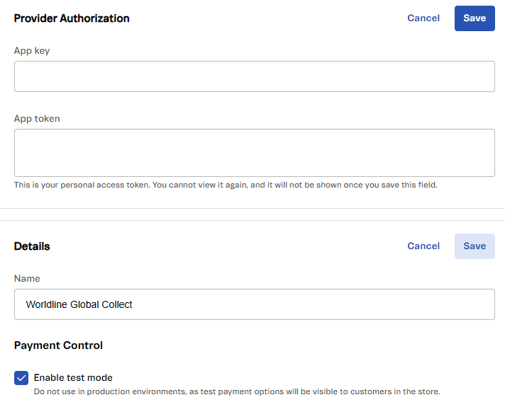 Seach bar, with the worldline.globalcollect provider