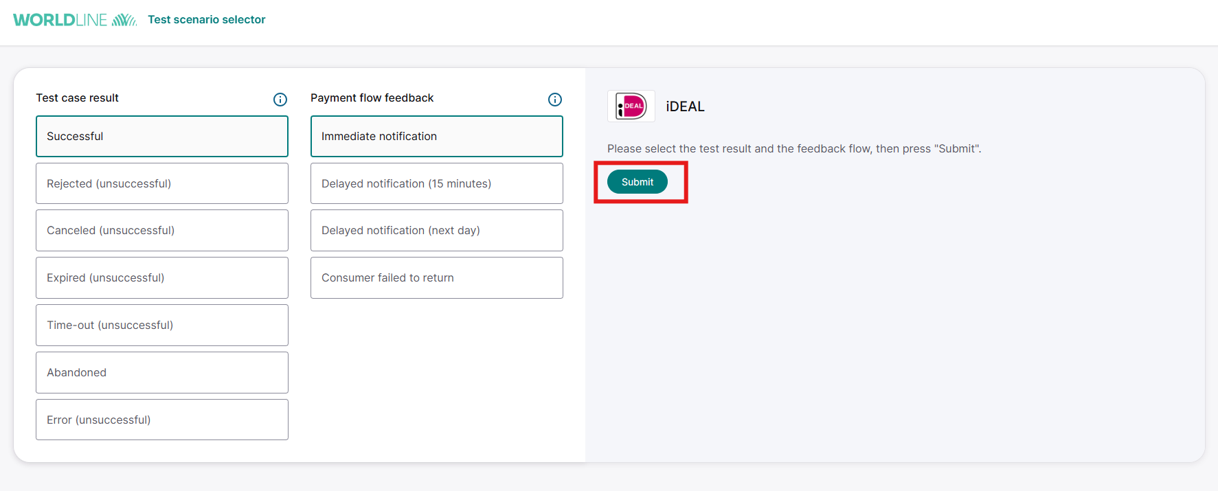 iDEAL test case submit image